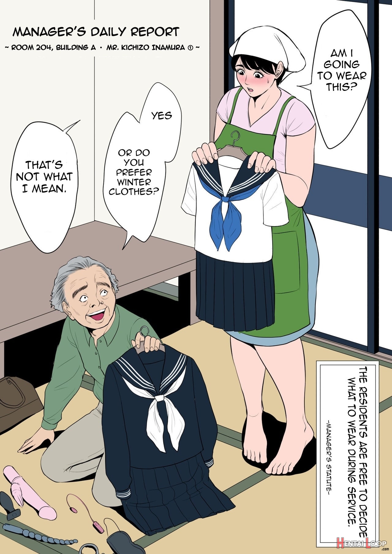 Manager's Daily Work Report - Ward A, Room 204, Kichizo Inamura. page 1